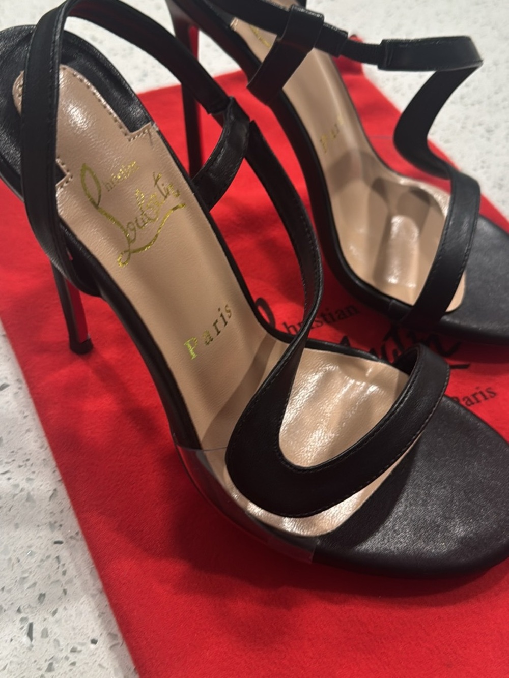 Christian Louboutin Black Strappy Stiletto Sandals - Picture 3 of 7